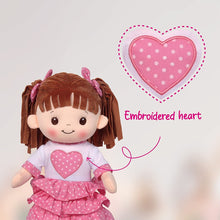 Load image into Gallery viewer, 16" Little Sweet Hearts Pink Heart Polka Dot Doll (90961)