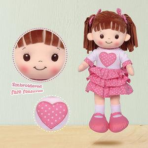 16" Little Sweet Hearts Pink Heart Polka Dot Doll (90961)