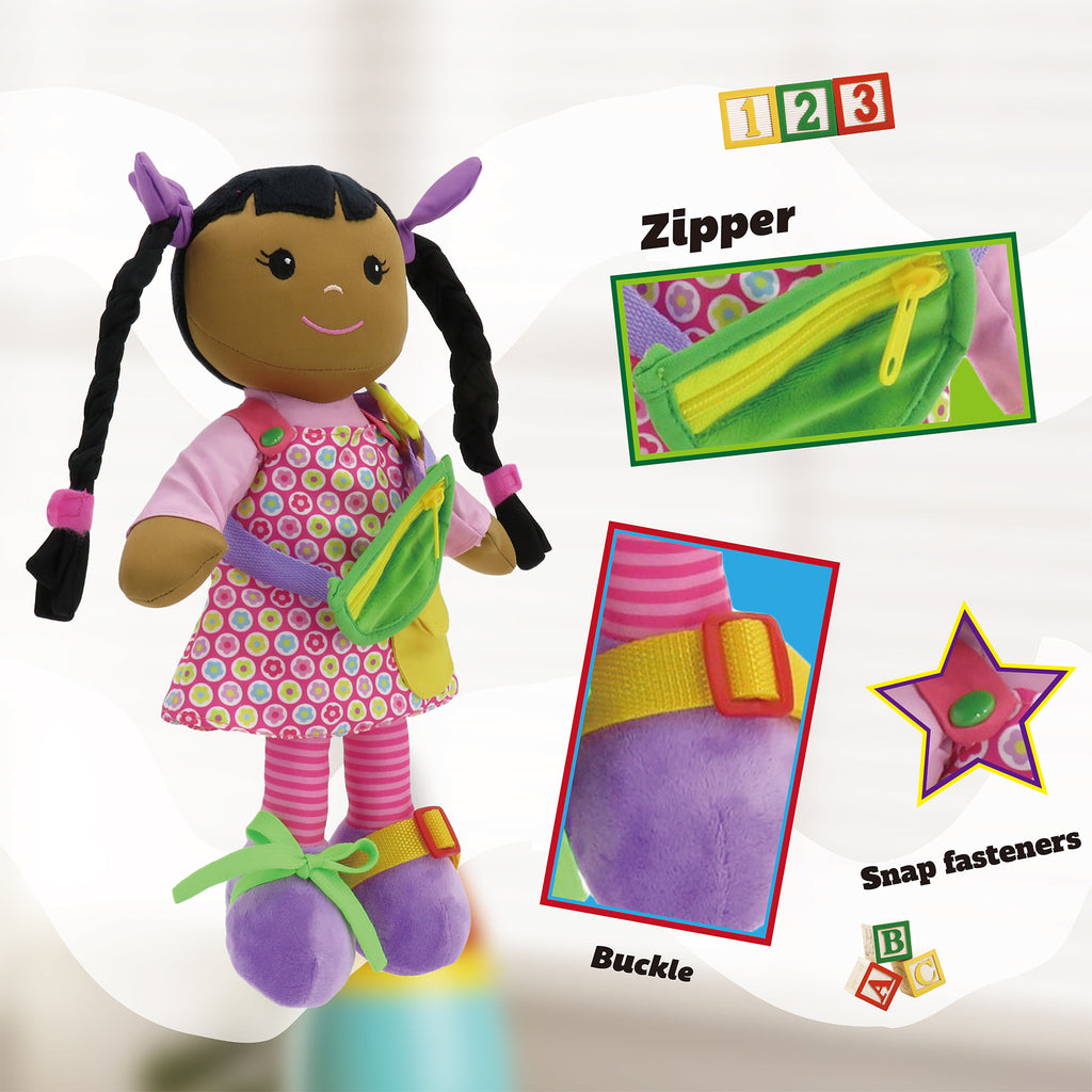 Muñeca educativa de piel oscura de 16" (13617)