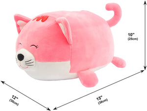 15" Smoochy Pals Pink Cat Plush Pillow (68236C)