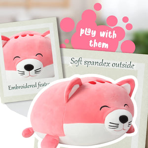 15" Smoochy Pals Pink Cat Plush Pillow (68236C)