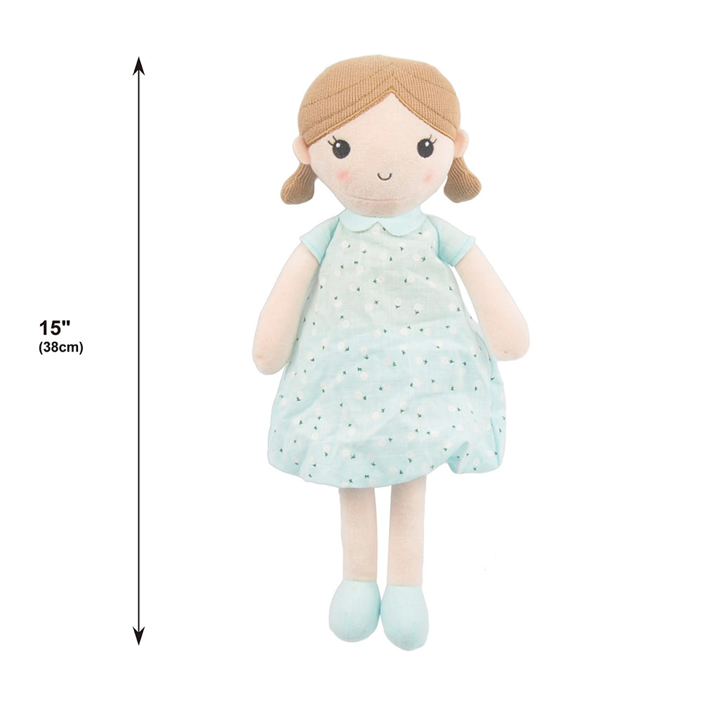 Muñeca de trapo Emily Baby de 14" en color azul menta (89835-2)