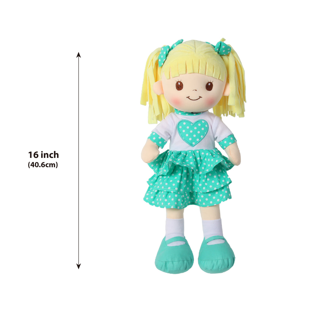 Muñeca Sophia turquesa de 16" con corazones pequeños (90961-Turquesa) 
